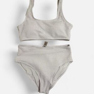 Textured Two-Piece Bikini Set in Light Beige